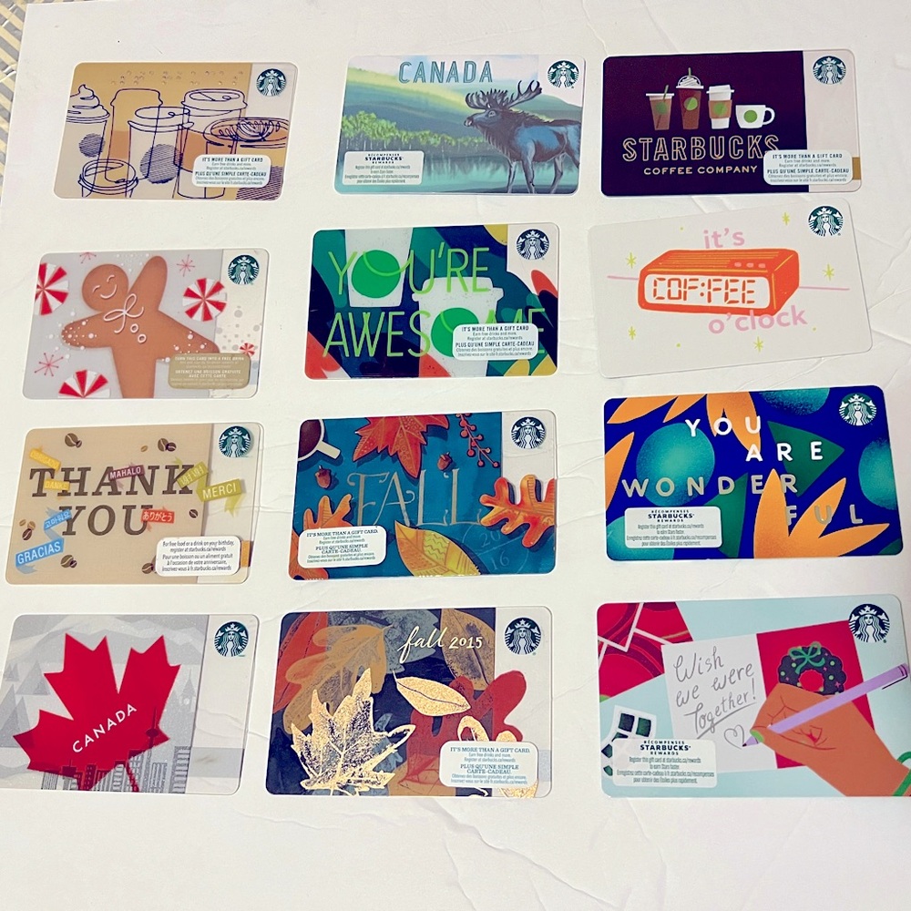 12 Starbucks Canada Cards $0 balance
